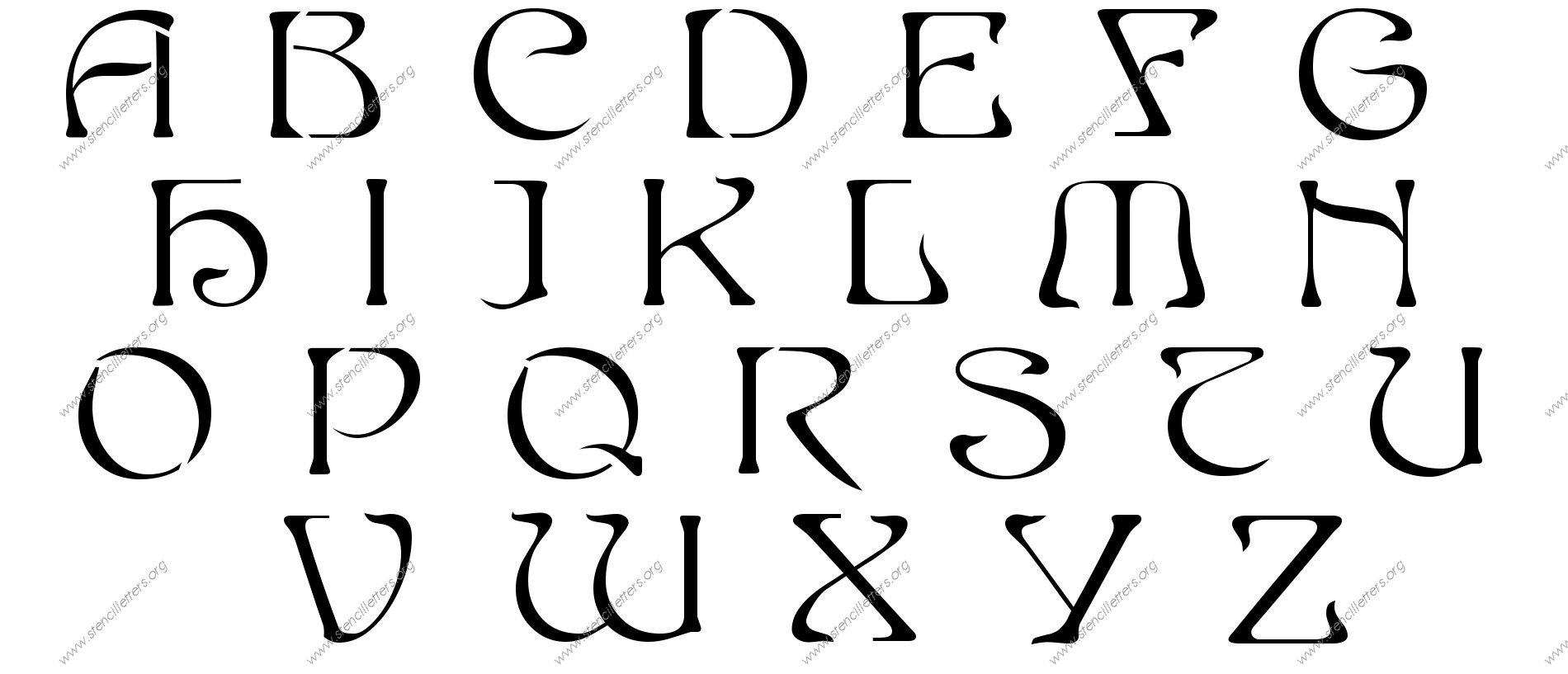 French Baroque Art Nouveau A to Z alphabet stencils