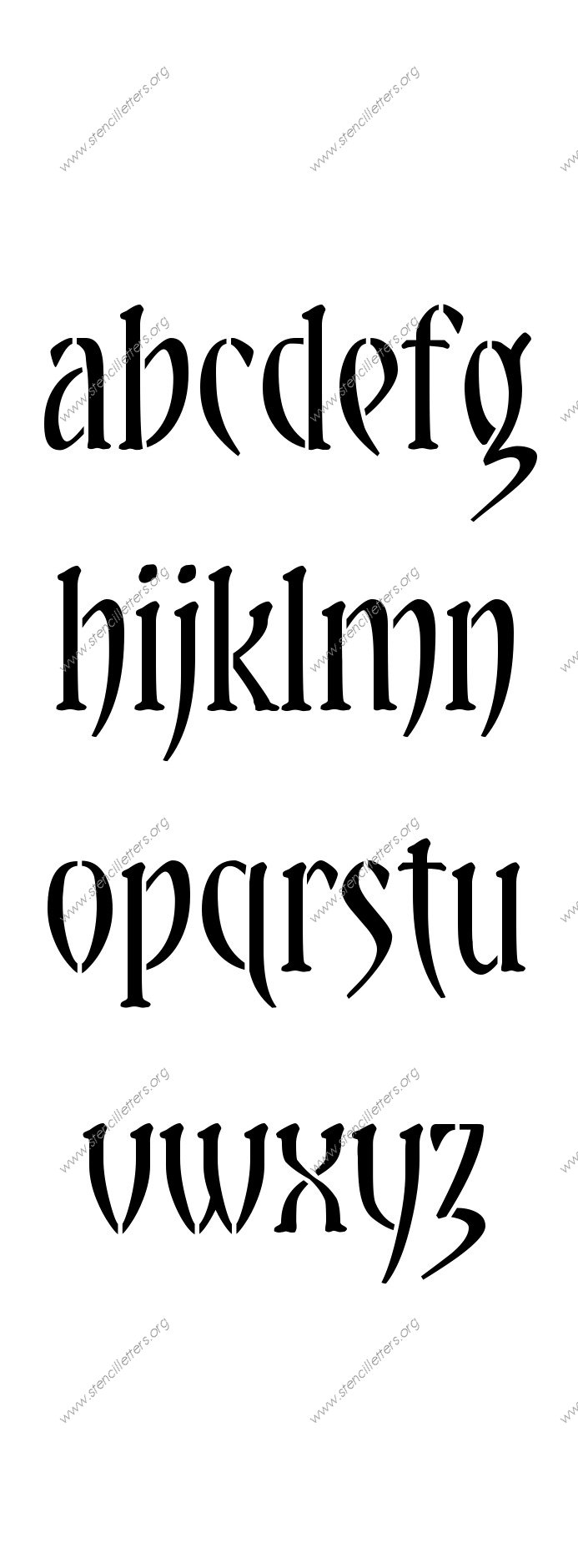 Gothic Decorative A to Z lowercase letter stencils