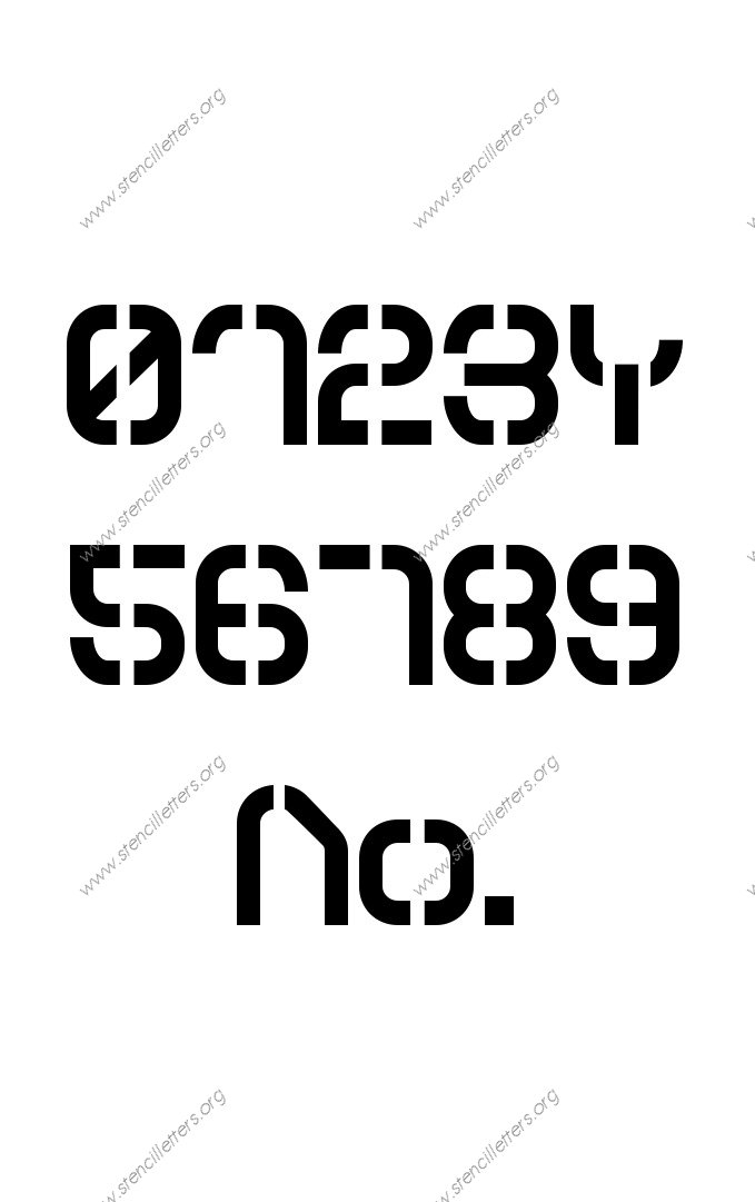 Square Futuristic Number Stencil
