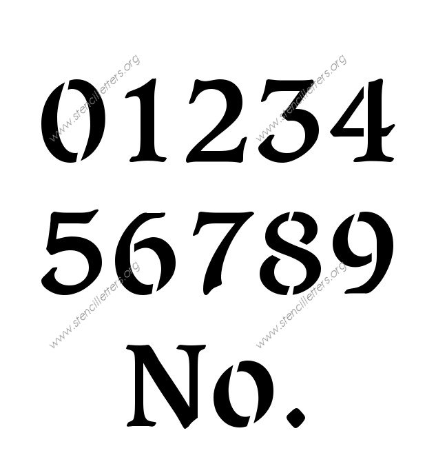 Decorative Bold 0 to 9 number stencils