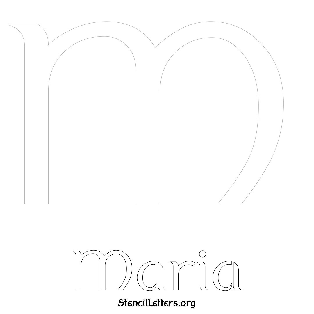 Maria printable name initial stencil in Ancient Lettering