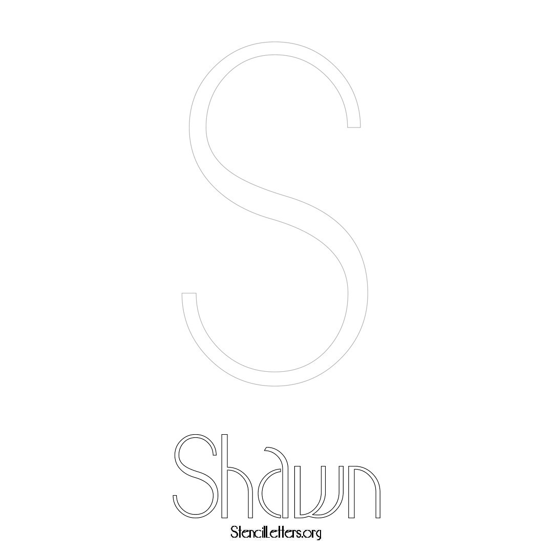 Shawn printable name initial stencil in Art Deco Lettering