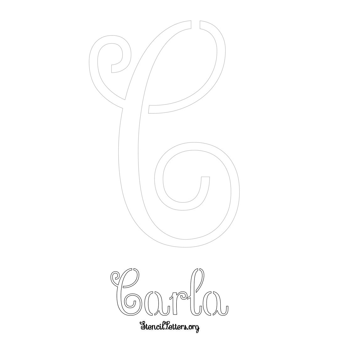 Carla printable name initial stencil in Ornamental Cursive Lettering