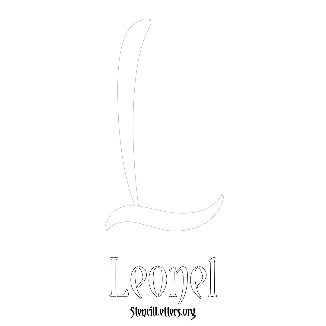 Leonel printable name initial stencil in Vintage Brush Lettering